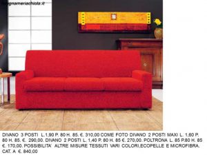 DIVANO 3 POSTI COLOR ROSSO N. 67 M.F. | Falegnameria Chiola