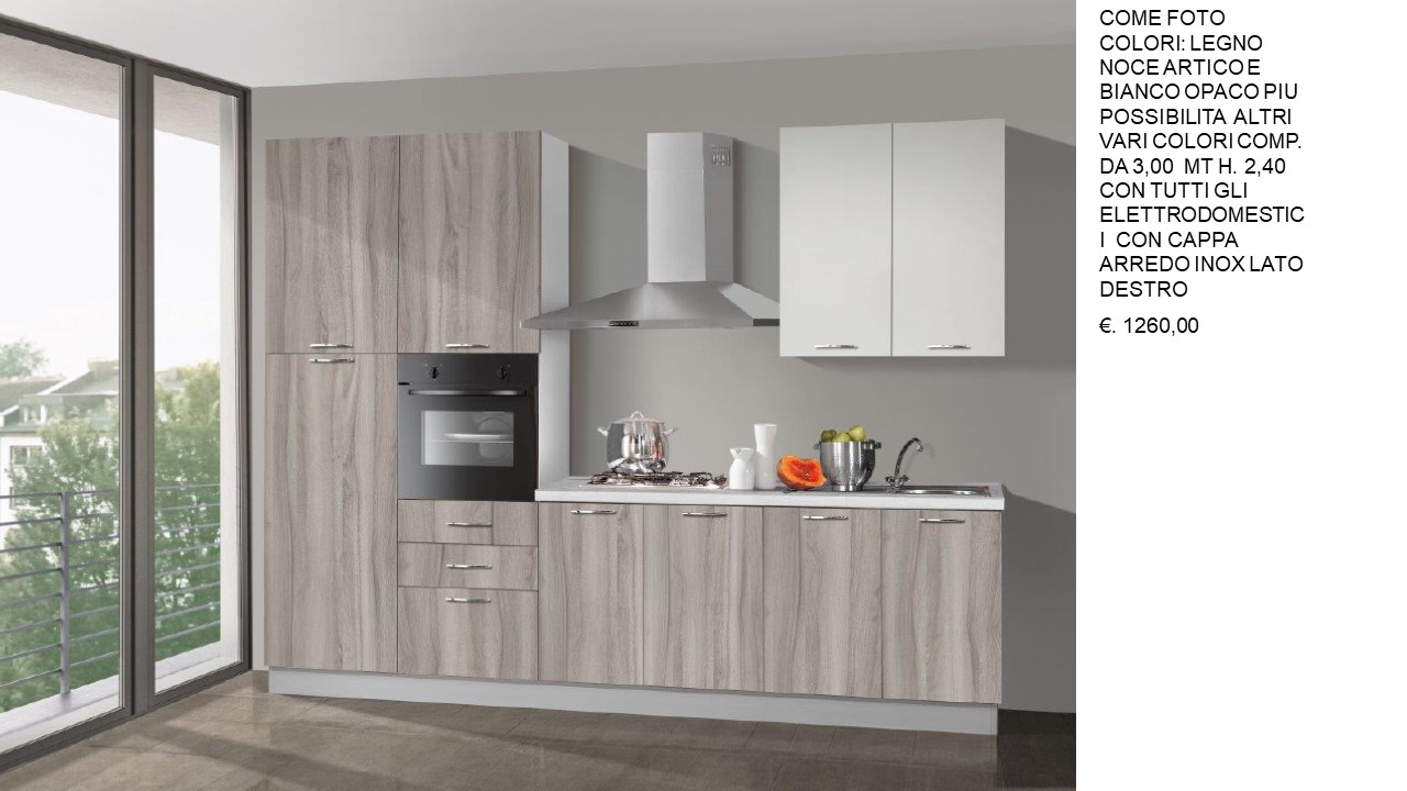 CUCINA DA 3.00 PER H. 2.40 COME FOTO CON CAPPA ARREDO INOX N. 80 M. P NE  OU.